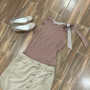 Brown Sleeveless Top with Tie Detail